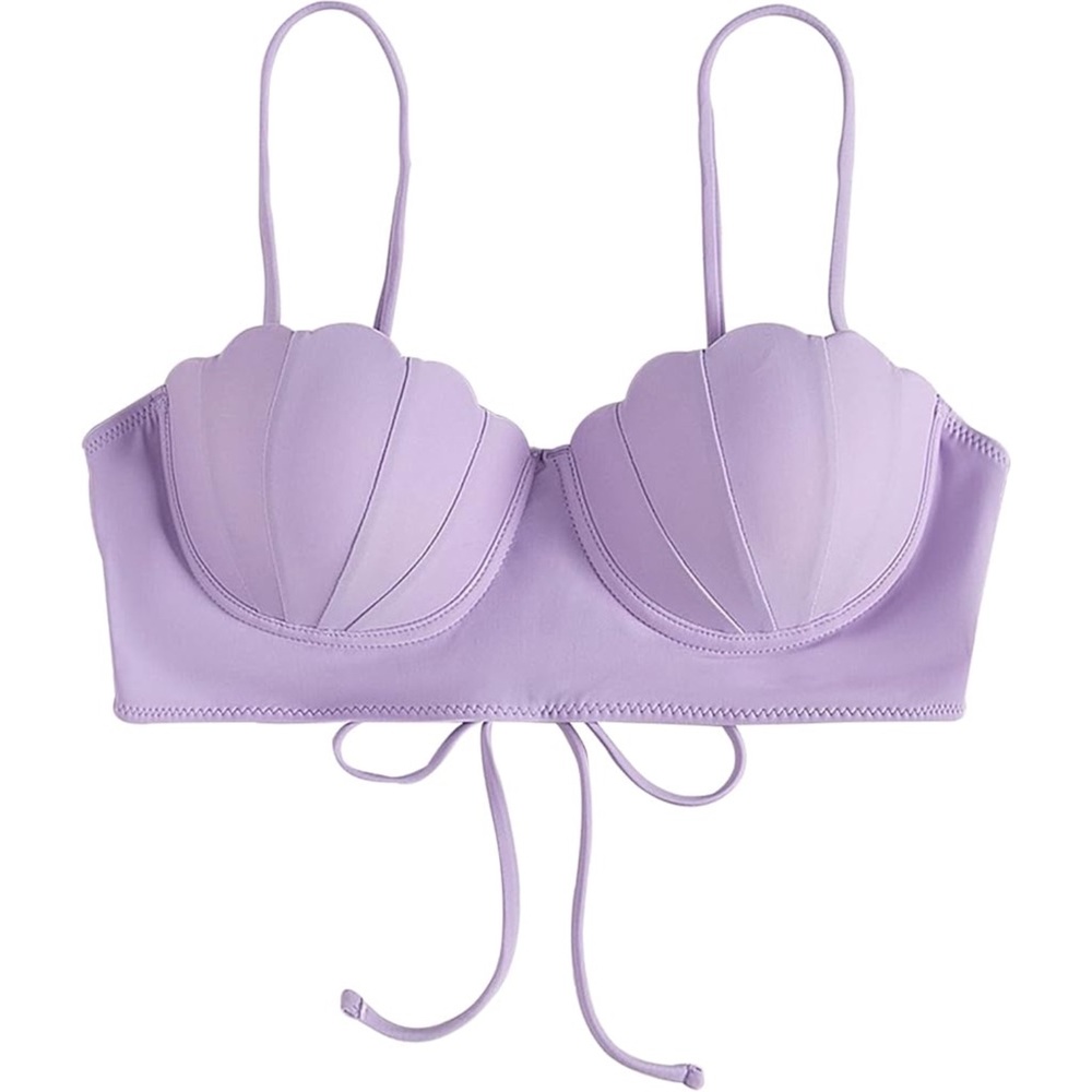 Lavender Purple Mermaid Seashell Underwire Bikini Top Size M